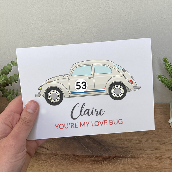 Personalised Love Bug Valentine's Card