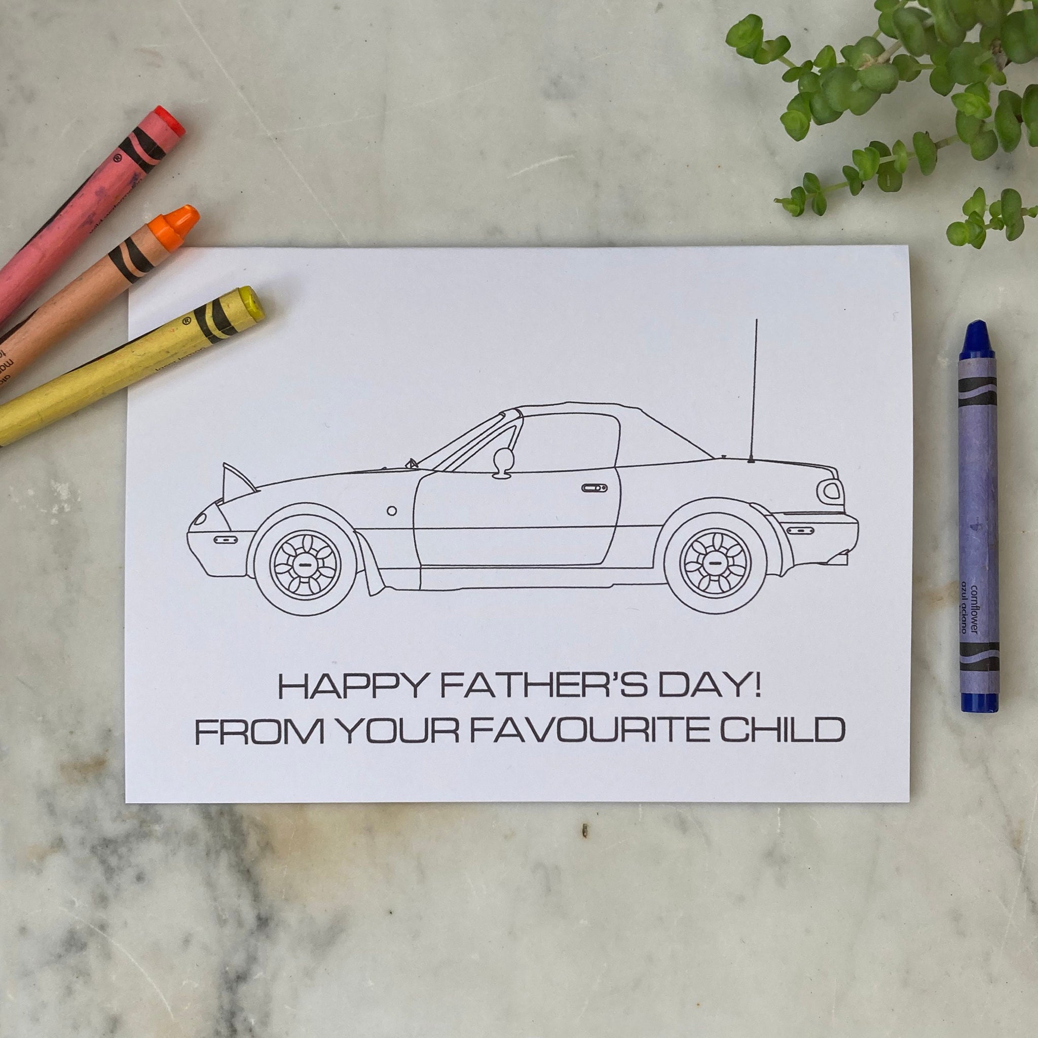 Colour In Mazda MX-5 Father's Day Card