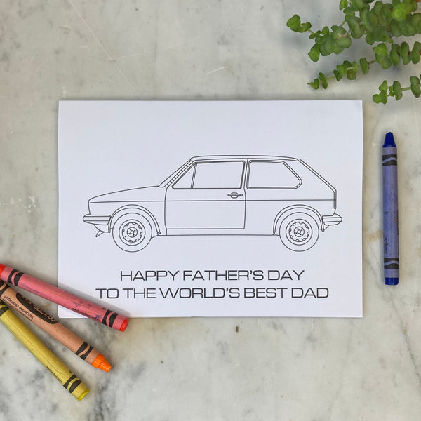 Colour In Mk1 Golf VW Father's Day Card