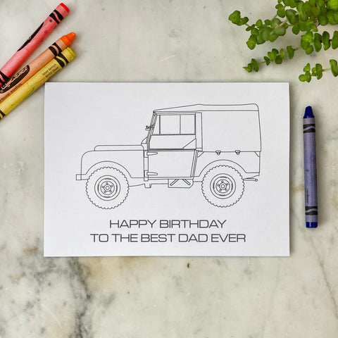 Colour In Land Rover Birthday Card