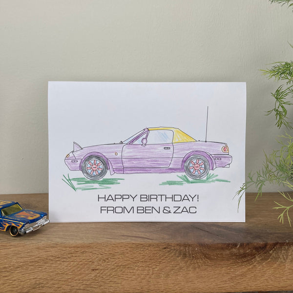 Colouring In Mazda MX-5 Birthday Card