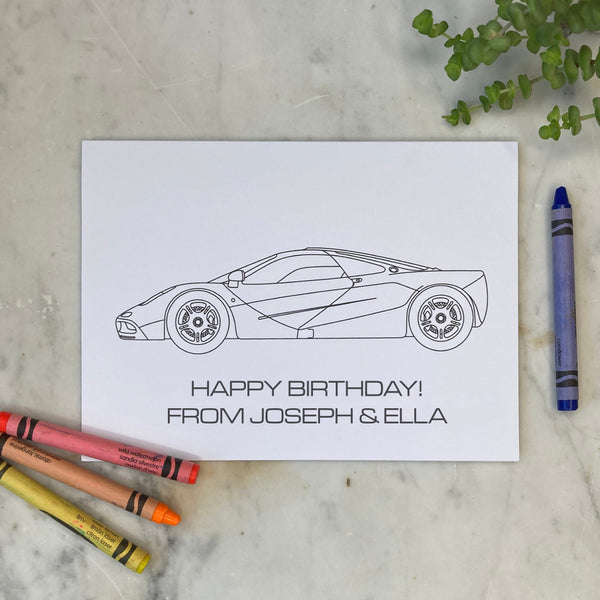 Colour In McLaren F1 Birthday Card