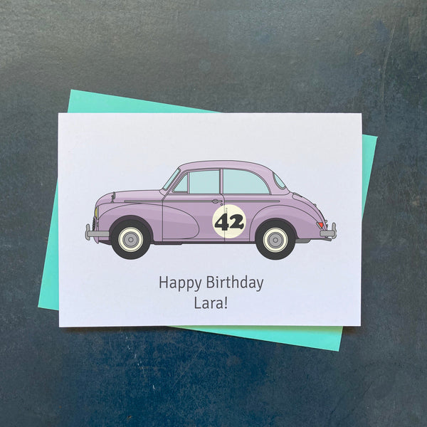 Morris Minor Birthday Card